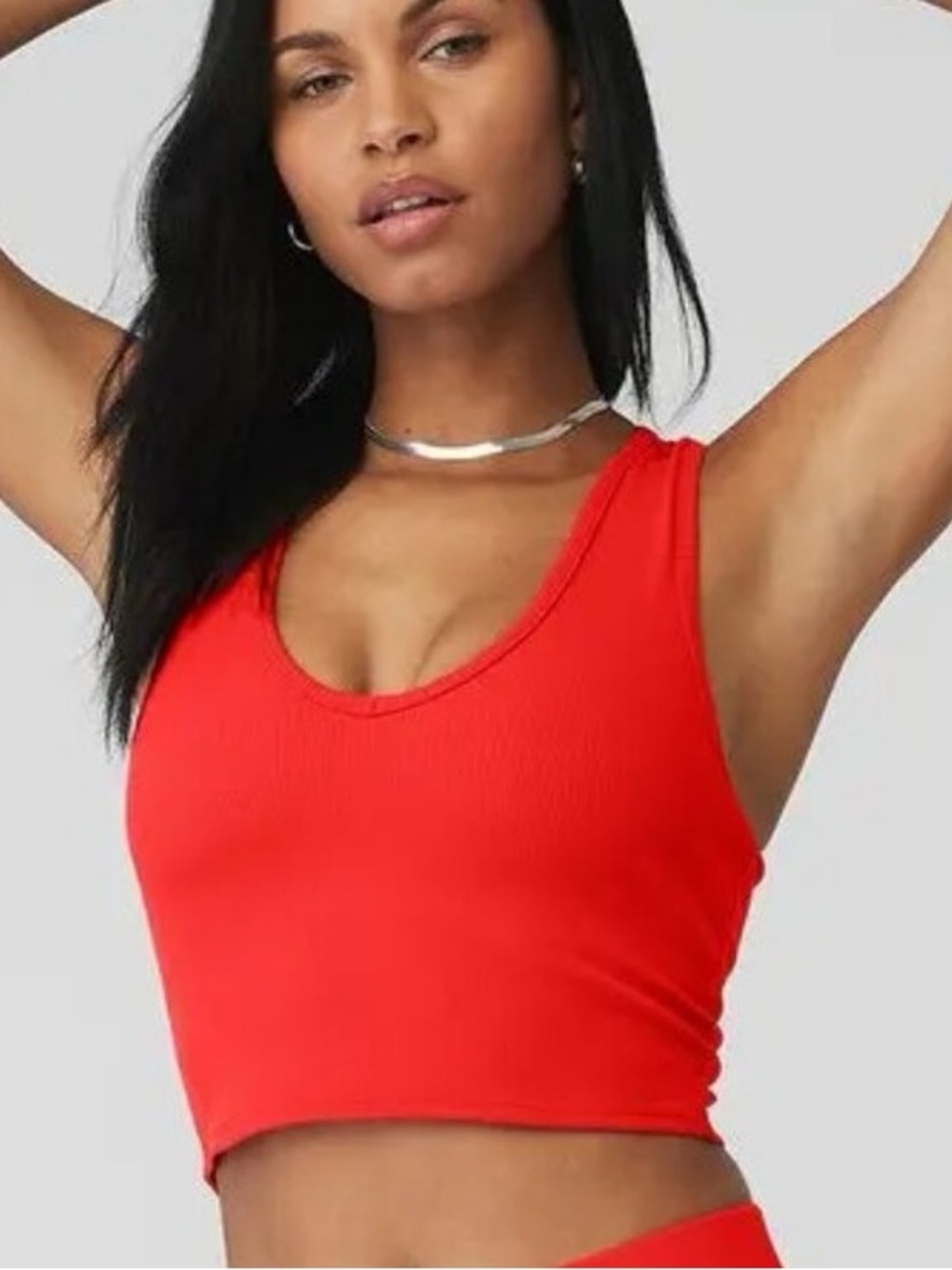 NWOT - Alo Yoga Goddess Ribbed V-Neck Bra Tank in Small / Red Hot Summer